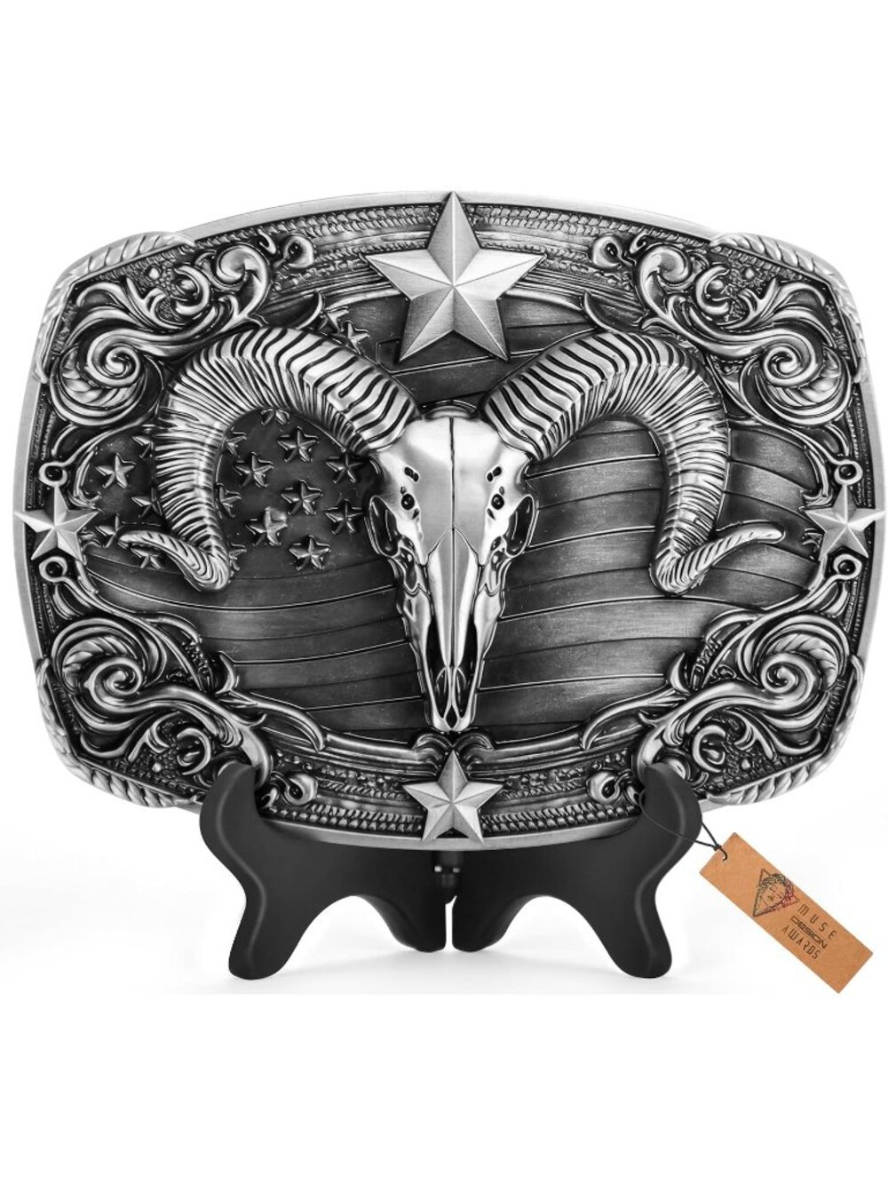 Men Argali Silver Western Cowboy Buckle for Men Women Belt